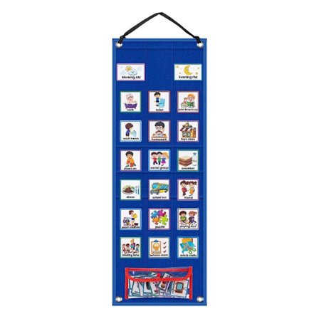 Visuelt skema til børn, lommediagram til daglige gøremål, lommediagram til daglig rutine for småbørn, værktøj til adfærdsstøtte og ansvar