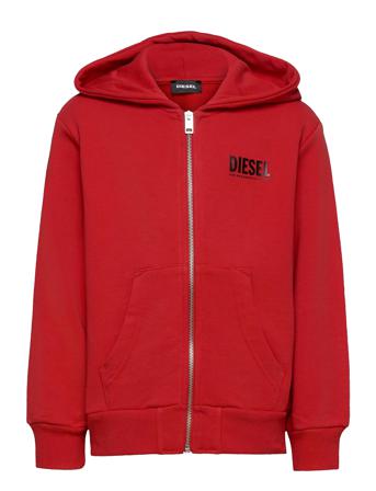 Sgirkhoodzip-Logo Over Sweat-Shirt Hoodie Röd Diesel