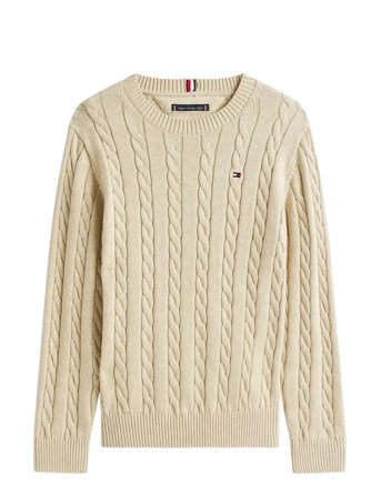 Cotton Cable Sweater Cream Tommy Hilfiger