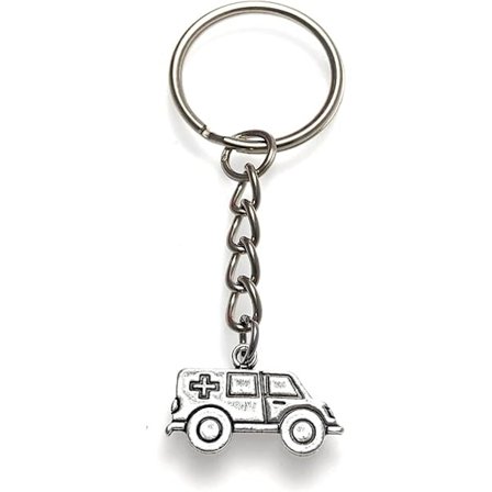 Ambulanse nøkkelring med sølvfarget nøkkelring