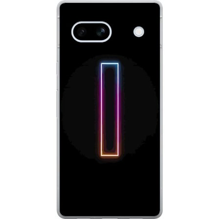 Yhteensopiva Puhelinkuori Google Google Pixel 7a Minimalistinen neonkirjain I sateenkaaren väreissä tummaa taustaa vasten