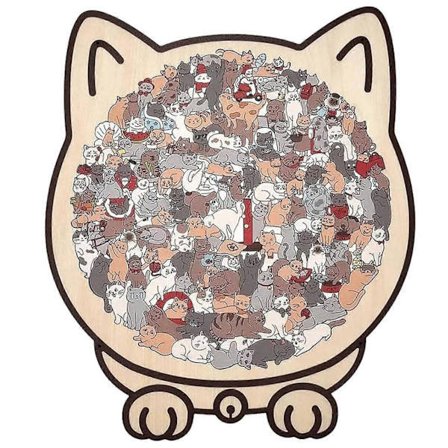 135 Brikker Uregelmæssig Morandi Farvet Katteformet Træpuslespil Unikke Dyreformede Træpuslespil til Voksne Børn Ferie Fødselsdagsgaveidé A