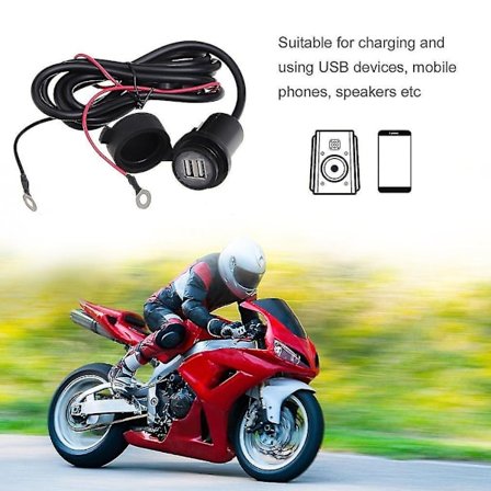 Motorsykkel 12V-24V Vanntett Dobbel USB Lader Adapter