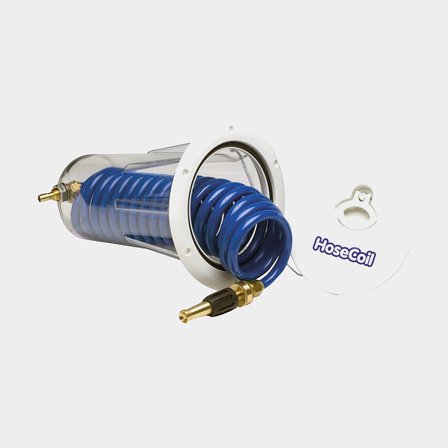 Spiraalslangenset HoseCoil Flush Mount Enclosure with 15" Coiled Hose And Nozzle, 3/8" (interne slangdiameter), geschikt voor 3/4" (GHT), 4.5 m