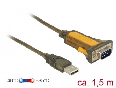 Delock Adapter USB 2.0 > 1 x Serial RS-232 - utvidet temperaturområde - seriell adapter - USB 2.0 - RS-232 x 1