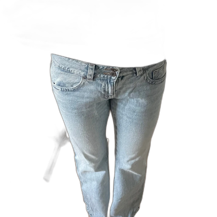 Ljusblå raka jeans med fickdetaljer