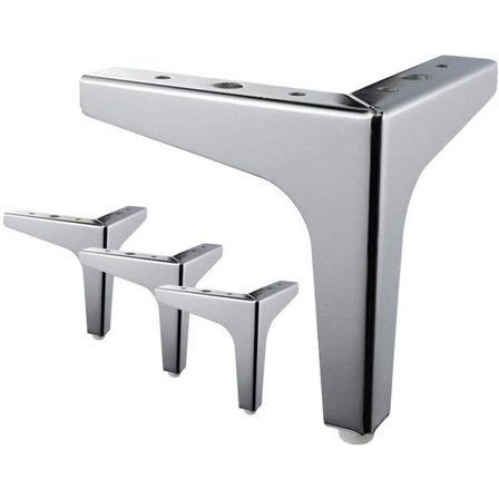 4x Möbelben Säng 15cm Silver Moderna Soffskåpsfötter med Skruvar