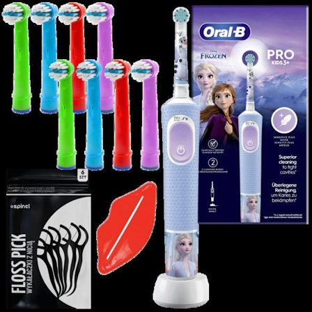 Elektrisk tandborste barn - Oral-B - Vitality Pro 103 Frozen - uppladdningsbar - 8 borsthuvuden - 3 år+
