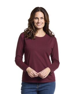 Pitkähihainen T-paita Viininpunainen-44/46-Åshild