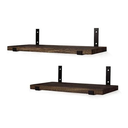Væg hylde, flydende hylde, sæt med 2, hængende opbevaringshylde, til stue, køkken, kontor, badeværelse KLB