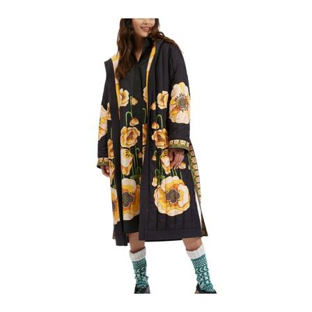 La DoubleJ Reversible Puffer Robe (Placed) svart, Dam Morgonrockar, Dam, Storlek: L