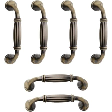 6 stk Vintage Skapshåndtak, Stilige Skuffhåndtak, Møbeldørhåndtak, Antikke Kjøkkenskapshåndtak, 96mm Hullsenter, Grønn Bronse