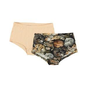 Molo 2-Pack Fluffy Sleep Jemma GOTS Panties 98/104 cm - Underwear - 98/104 cm - Brown