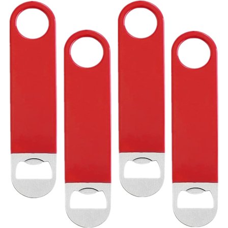 Punainen - 4 kpl olutpullonavaajaa, baarin avain baarimikolle, yksinkertainen ja