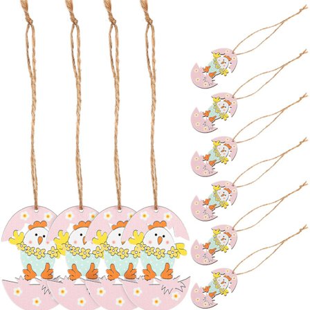 10-pakke påsketema treanheng påske treutskjæring malt papirutskjæring (7,3X4,7 cm, farge)