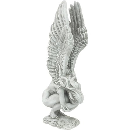 Engleminne og forløsning religiøs hagestatue, medium 24 cm, polyresin, antikk stein