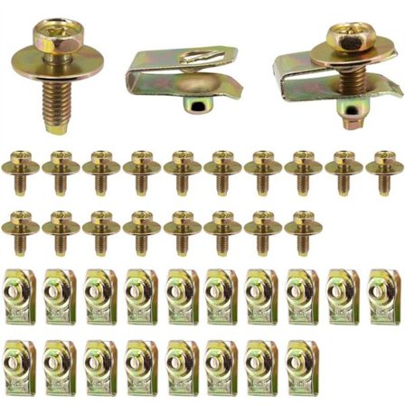 20X Vognbolte, U-møtrikker, Motorhjelmklips, Stænkskærm, Kofanger, Foring, Snap Fastener