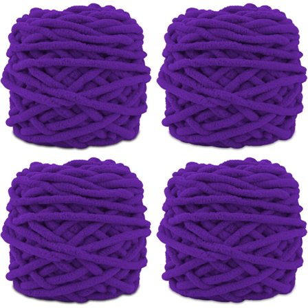 Grovt Garn 4x Garn för Virkning, Mjukt Chunky Garn för Garnprojekt djuplila