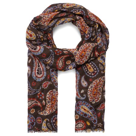 Virtuo | Burgunderfarbener Schal aus Wolle mit Paisleymuster für Männer - Winterschals