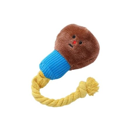 (pow yeah!) Kreativ Plysj Pære Hundelegetøj med Pibende Lyd Tovtrækning Bomuldsreb Bidelegetøj Fremmer Binding Motion brun