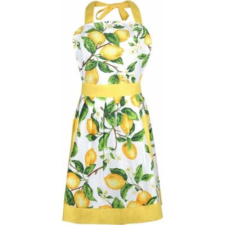 Citronmønstret Køkkenforklæde i Bomuld Madlavningsforklæder til Kvinder Mænd
