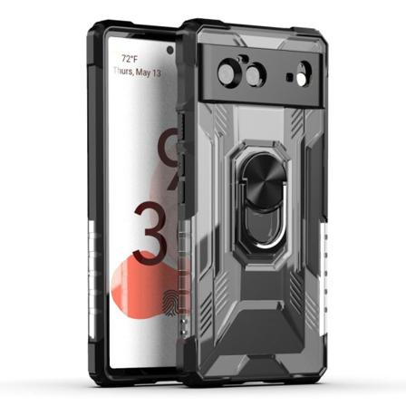 Kickstand Shockproof Ring Holder Skal Google Pixel 6 - Svart Svart