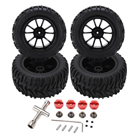 4st RC plastfälgar gummidäck med 10 ekrar set för Monster Trunk 1/8 1/10 RC bil