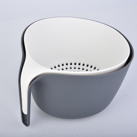 2-i-1 Stort Nest Kjøkkenvask Dørslagsett, Matsiler med Lange Gode Grep - Off-white