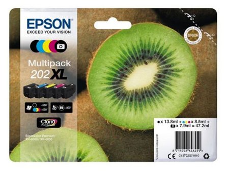 Epson Multipack 202XL - 5-pack - høykapasitets - svart, gul, cyan, magenta, fotosort - original - blekkpatron