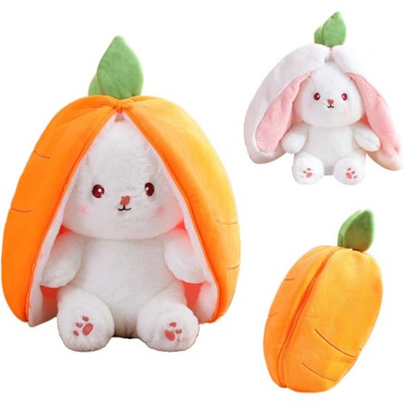 Xishao Bunny Plush Søt Gulrot Bunny Kosedyr, Bunny Plush med klaffører og gulrotkostyme, 10"