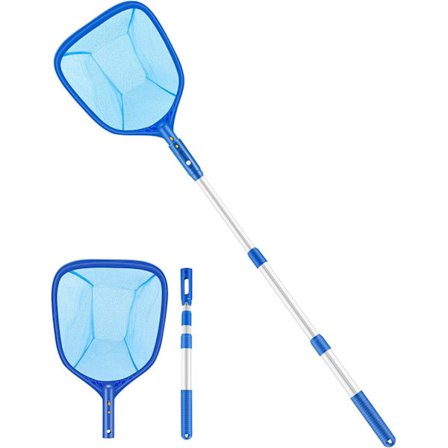 Uima-altaan pinnan laskeutumisverkko, vakaa hieno skimmaverkko lehtien laskeutumisverkko 1,14 metrin irrotettavalla alumiinivarrella, uima-altaan 