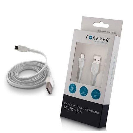 Forever Micro USB Data SYNC Kabel 100cm - Hvid