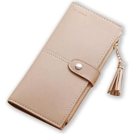 Portfölj - TD - Enkel Lång - Beige - Läder - Praktisk Estetik