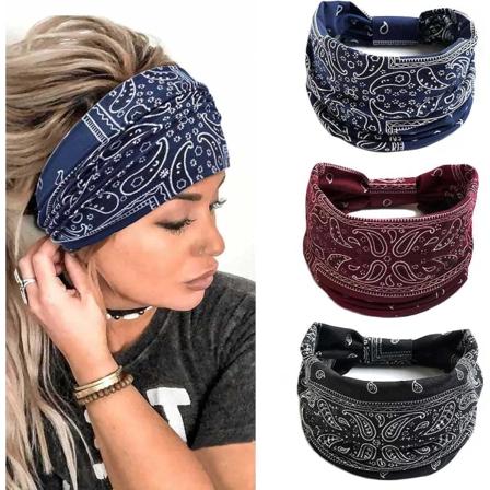 Yoga Hodebånd Bred Elastisk Hodebånd Boho Hårbånd Blomster