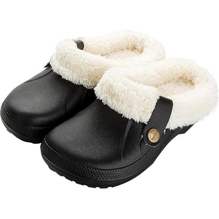 Dame Vinter Pels Tøfler Vandtætte Slippers Foret Tøfler Pels Tøfler Fluffy Slip-on Have Skoe Varm Plys Hjem Hus Tøfler Indendørs Udendørs-5.5/6.5 UK