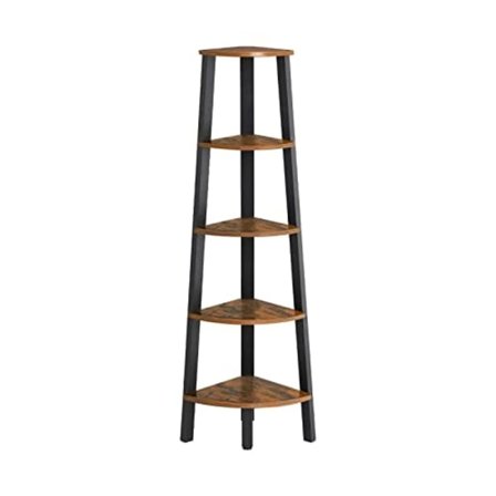 Vasagle Hjørnehylde, 5-etagers Industriel Stige Hjørnehylde, Opbevaringsreol, Rustik Brun