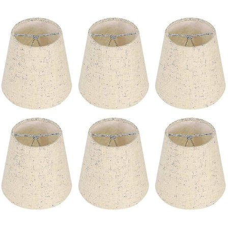 6 stk. lampeskærmer væglampe lysekrone clip på lampeskærm E14 skrue linned små lampeskærme til bordlamper