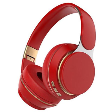 Hörlurar Trådlösa Bluetooth Hörlurar Over Ear Headset Stereo Ljud, Djup Bas, 20h Spela Tid, Mjuka Öronkuddar För Resor Hem Klass Röd