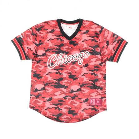 Mitchell & Ness Jersey NBA Camo Mesh V-Neck Team Colour Chibul Rød, Herre T-shirts