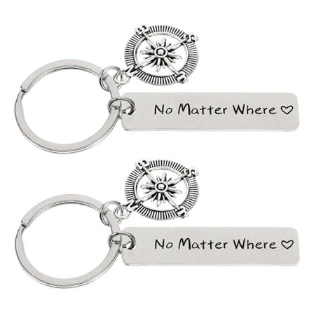 2 st Kreativa Kompass Nyckelringar Bedårande Bokstavs Nyckelring Mode Väska Hängande Prydnad för Vänner Par (Where)