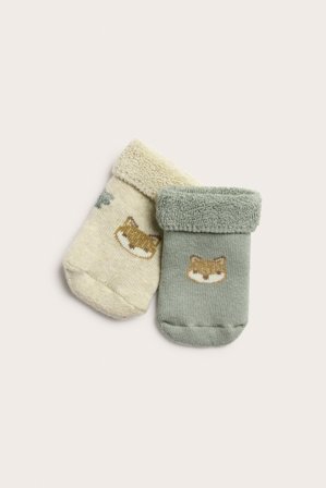 Newbie | Strumpor 2-pack med rävar | Mörkgrön