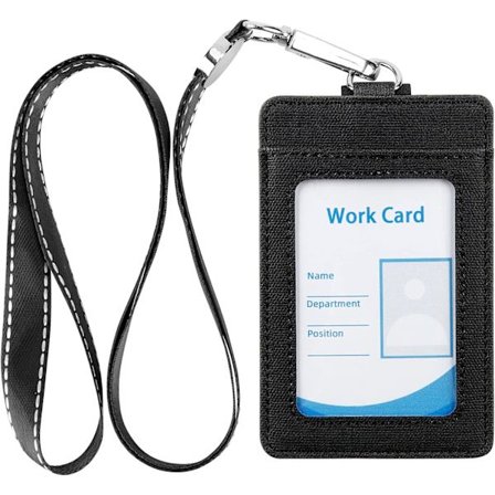 Falsk Læder Lodret Badgeholder Lanyard ID-Kortholder Etui wi