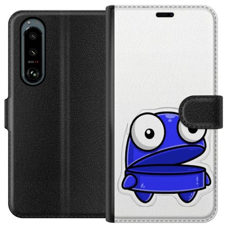 Kompatibel Tegnebogsetui til Sony Sony Xperia 5 III Blå tegneseriefigur med åbent udtryk og store øjne i sjov illustration
