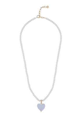 SNÖ of Sweden Sugar Hearts Pendant Pearl Neck 45 Halsband Dam Guld cm