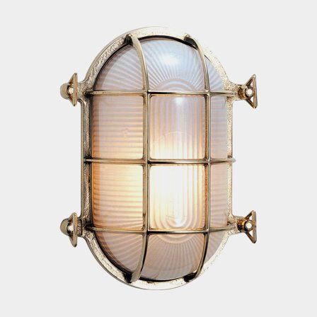 Skottlampa Foresti, 175 x 135 mm, 12 / 24 / 220 V, mässing, med matt glas