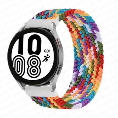 Flätad Solo Loop För Samsung Galaxy watch 4/5/6/44mm 40mm/klassisk rem 46 42mm/aktiv 2/Gear S3 armband 22mm 20mm Watch Band rainbow S