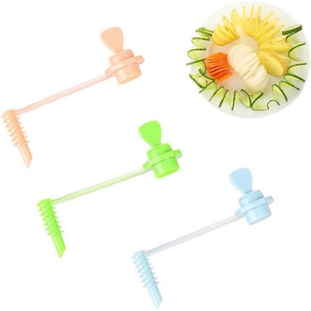 3-pakning Twisted Potato Slicer Tornado Fry Rolling Spiral Cutter Knife Tower Chips Manuell Maker for Snack Grønnsaker Frukt Kjøkkenredskaper 