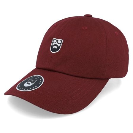 Bearded Man - Röd unconstructed Keps - Badge Logo Maroon Dad Cap @ Hatstore