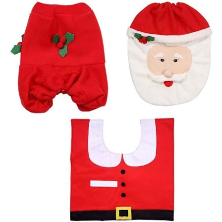 Festive Bathroom Makeover, Toilet Seat Cover with Mat Set For Unique And Cozy Christmas Decorations, Easy Installation And Removal