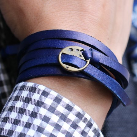 Blue Adjustable Twisted Leather Bracelet for Men - Leather bracelets